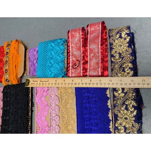 24 yds 15" Assorted Lace & Trim Fabric Bundle - Various Colors & Patterns - Picture 11 of 16